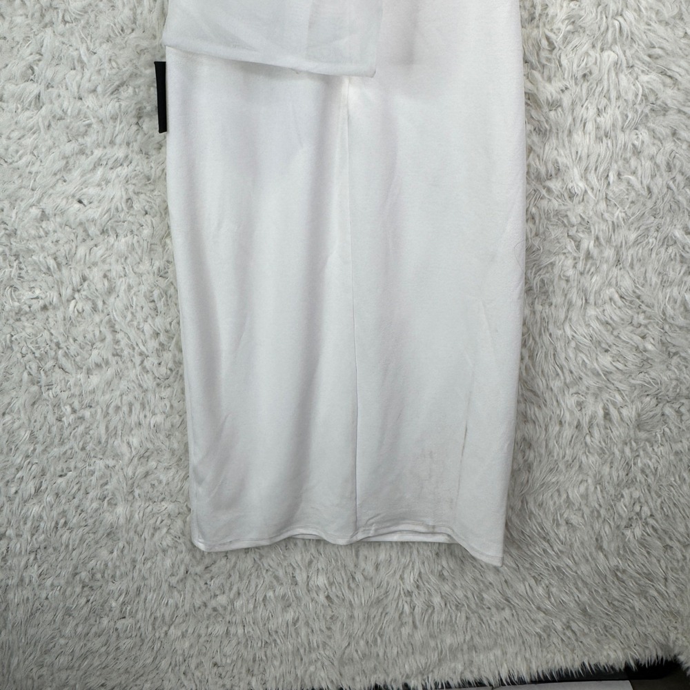 Lulus Halter Neck Midi Dress Womens M White Elegant Minimalist Bridal Slit Dress - Picture 11 of 14